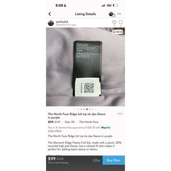 north face /northface hooded pullover full zip up tunic hoodie ridge fleece Ja - Picture 6 of 6